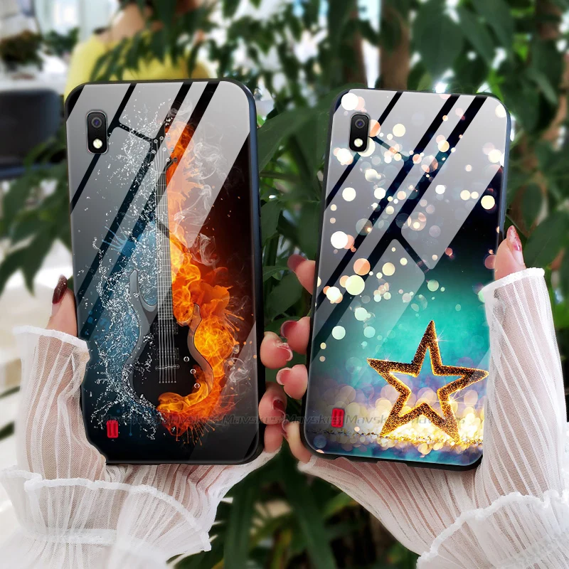 Чехол для телефона из закаленного стекла Samsung A10 задняя крышка Galaxy силиконовый