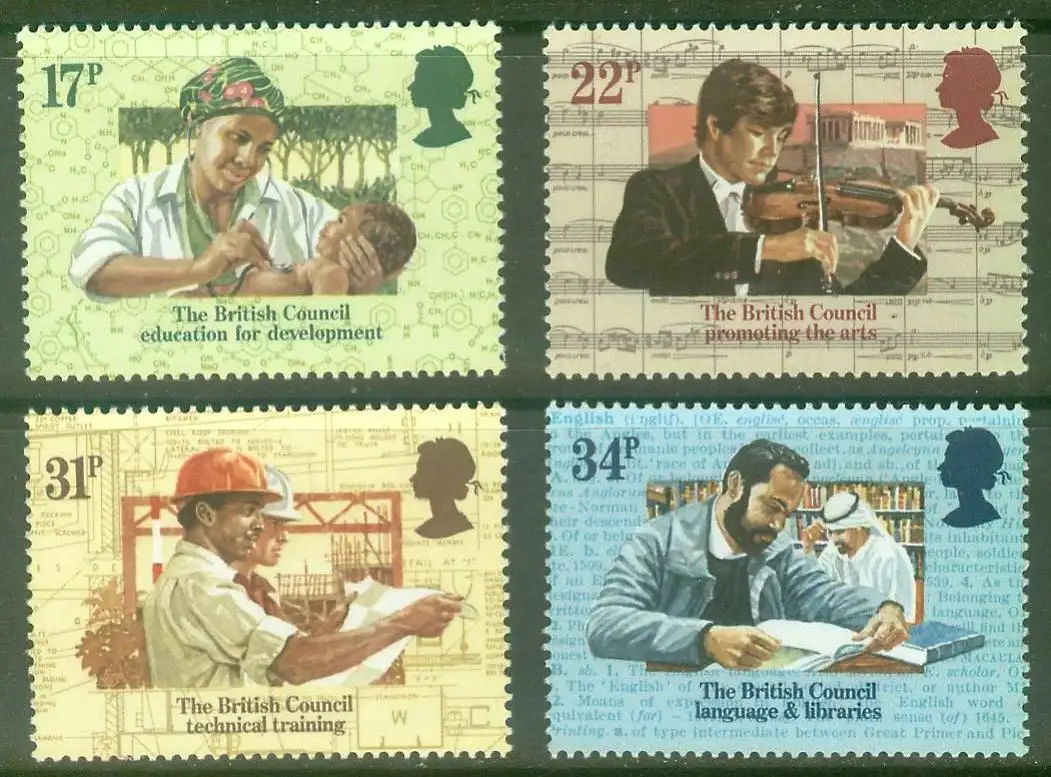 

4Pcs/Set New UK GB England British Post Stamp 1984 50th Anniversary of Cultural Association United Kingdom Stamps MNH