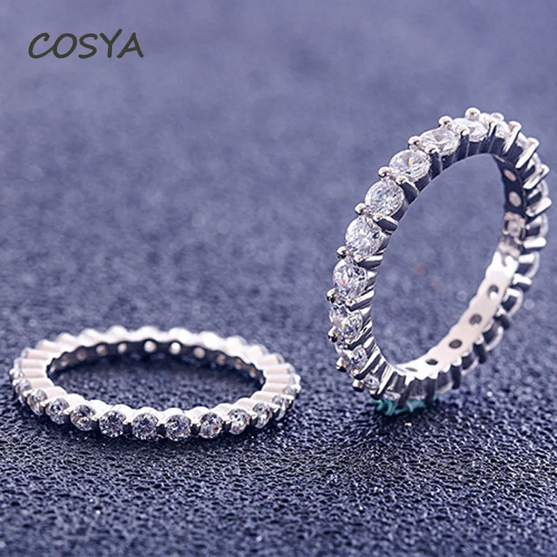 

COSYA для женщин 100% 925 стерлингового серебра с высоким содержанием углерода с бриллиантами обручальные кольца вечерние сверкающих, хорошее юв...