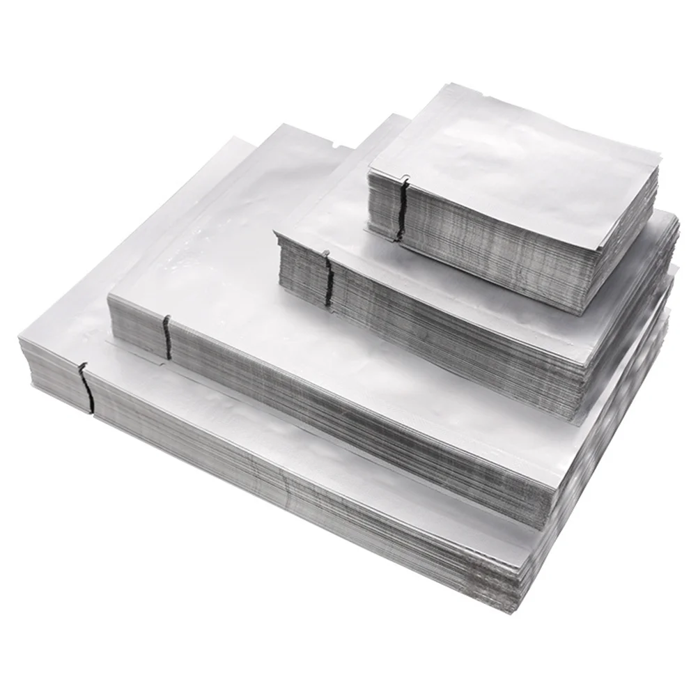 100pcs Silver Aluminum Foil Mylar Bag Vacuum Sealer Food Storage Package Home Kitchen Tools For Convenient Food Nuts