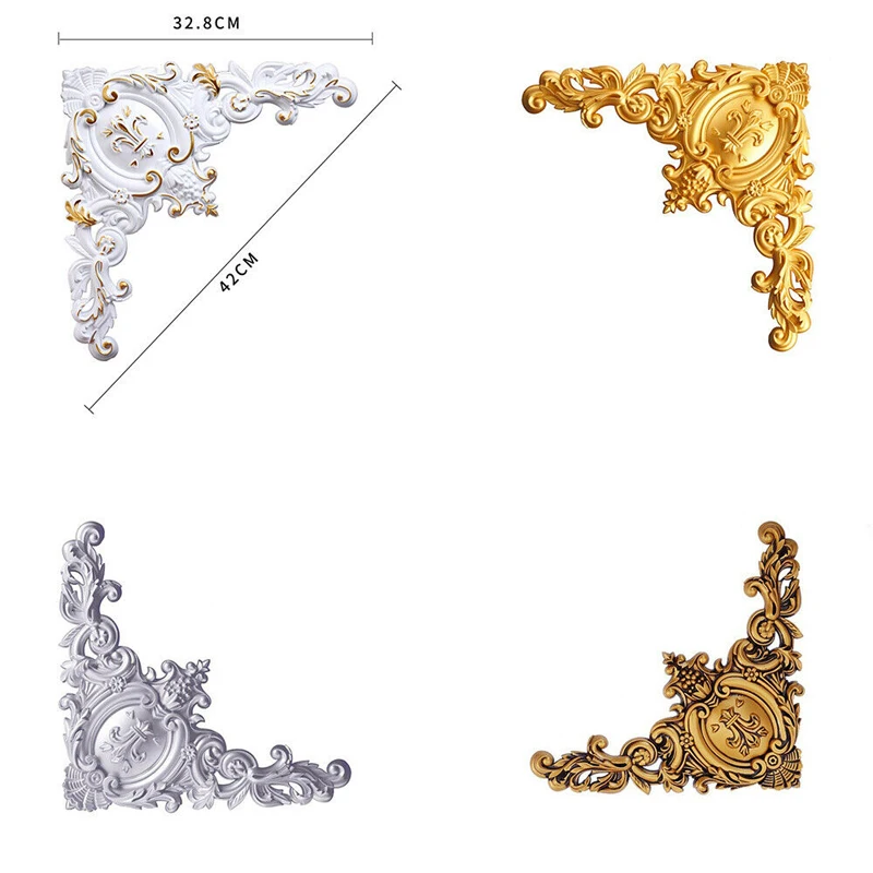 

1 Pcs Victorian Ornate Decorative PVC Wall Applique Corners Moulding Mold Onlay Carved Figurines Crafts Corner Appliques Frame