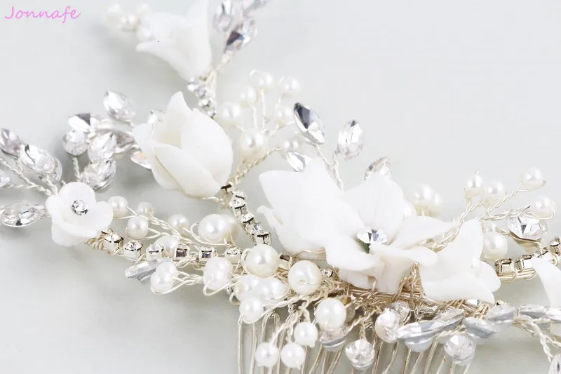 NPASON очаровательные свадебные цветочные волосы лоза жемчуг Свадебная расческа