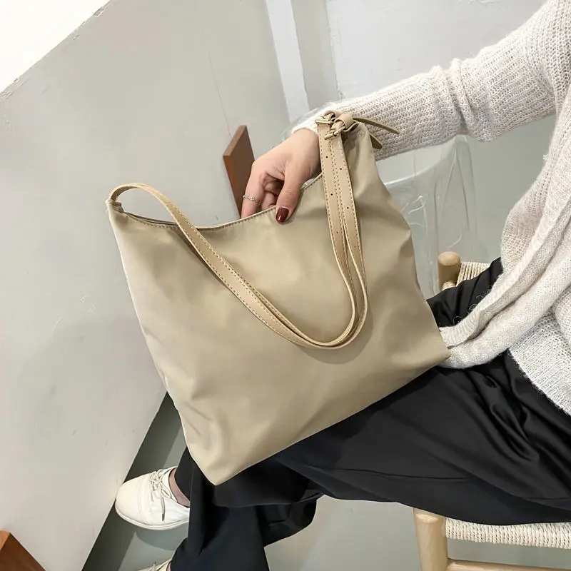 2021 New Fashion Densified Canvas Tote Bag Women's Single Shoulder Large Capacity Handbag Nature Style Casual Female Purse