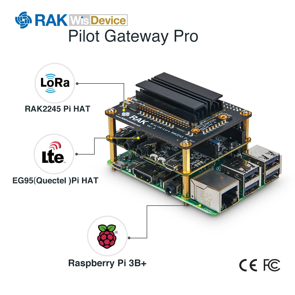 LoRa Pilot Gateway Pro с Raspberry Pi 3B + модуль концентратора GPS теплоотвод антенна поддержкой 4G