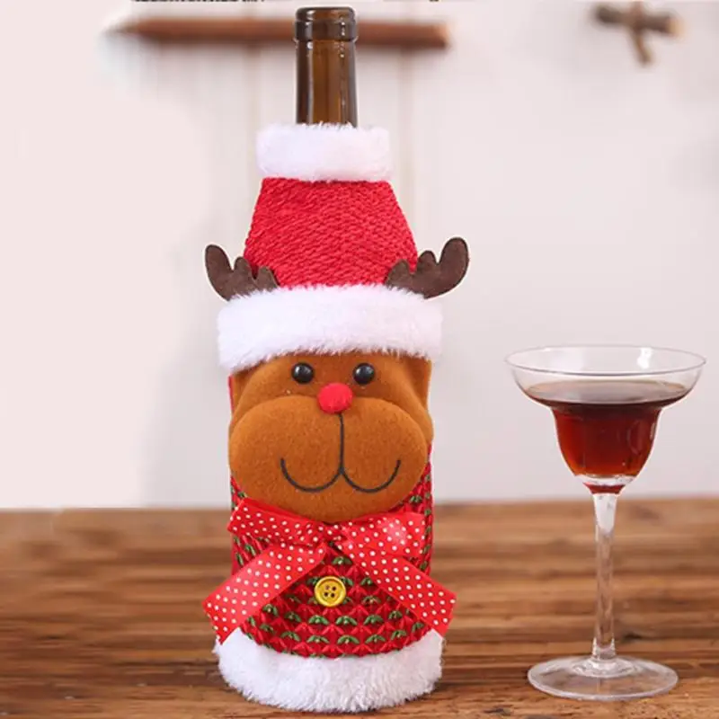 Рождественская Милая мультяшная кукла крышка бутылки вина оригинальность