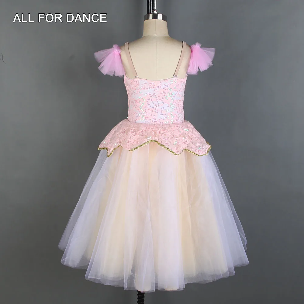 Романтическое Платье-пачка для танцев балерины розовый топ с блестками лиф тюлем