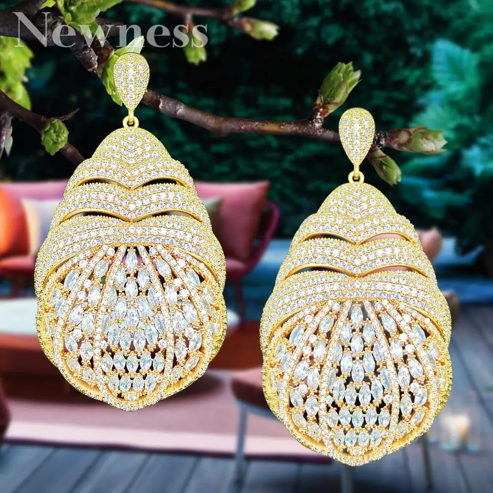 

Newness Luxury Spring Lo Dangle Earrings For Women Wedding Cubic Zircon Crystal CZ Dubai Bridal Earrings Fashion Jewelry