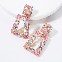 korean fashion statement pink resin geometric drop earrings for women girls wedding dangle earring jewelry