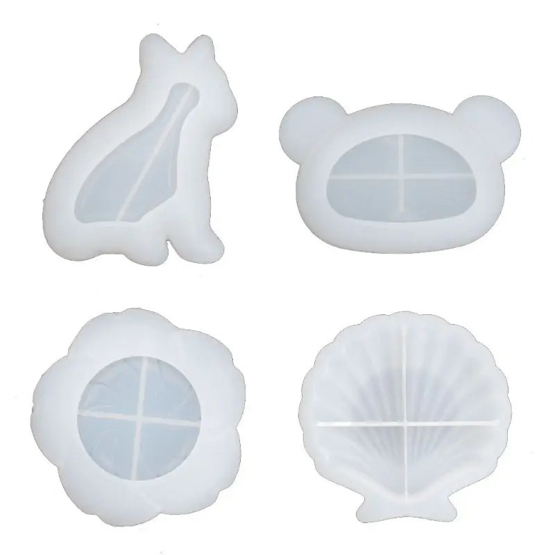 

Handmade Cute Dish Resin Mold Jewelry Making Tools Bulldog Shell Bear Flower Plate Silicone Resin Casting Dish Mould