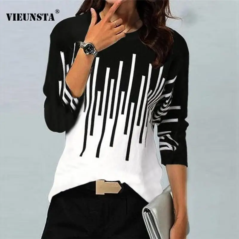 

Женская блузка в полоску, с круглым вырезом