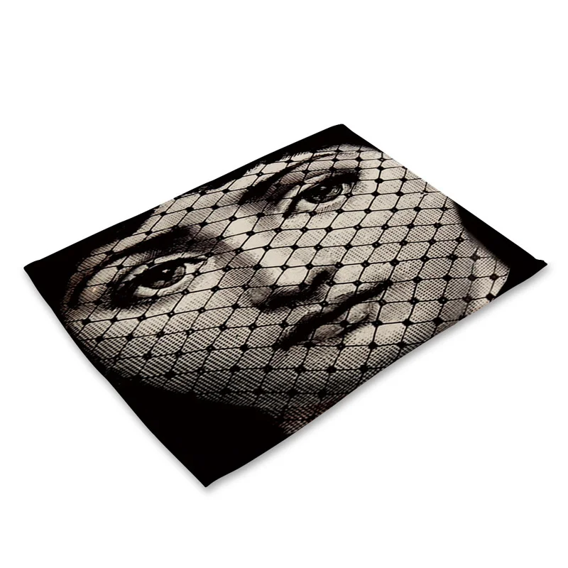 

1PCS Retro fashion lady print pattern placemat Napkins Cocktail Napkin For Party Wedding Table Cloth Linen Napkins Cotton