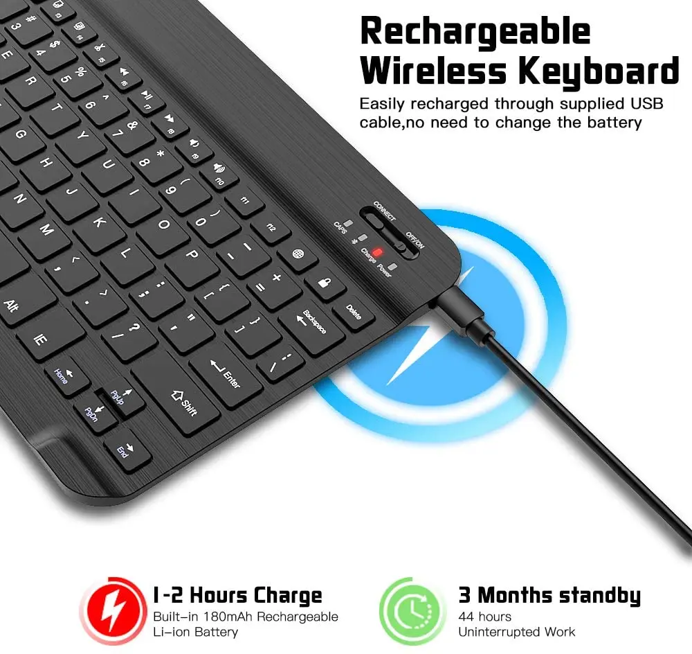 

7/9/10 inch Bluetooth Keyboard Rechargeable Russian Layout Keycap Wireless For Tablet Laptop Smartphone iPad Support IOS Android