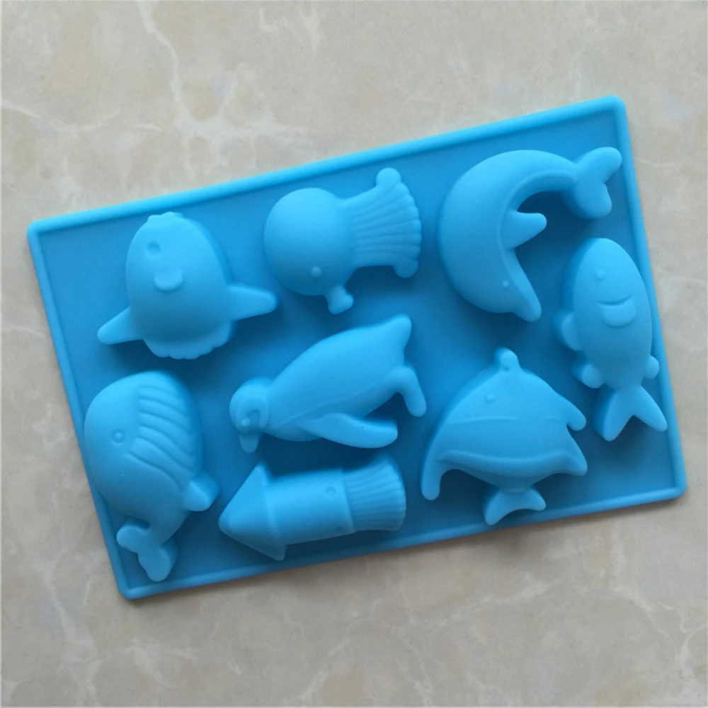 8 отверстий 3D Форма дельфин силиконовый пресс для печенья DIY Инструменты