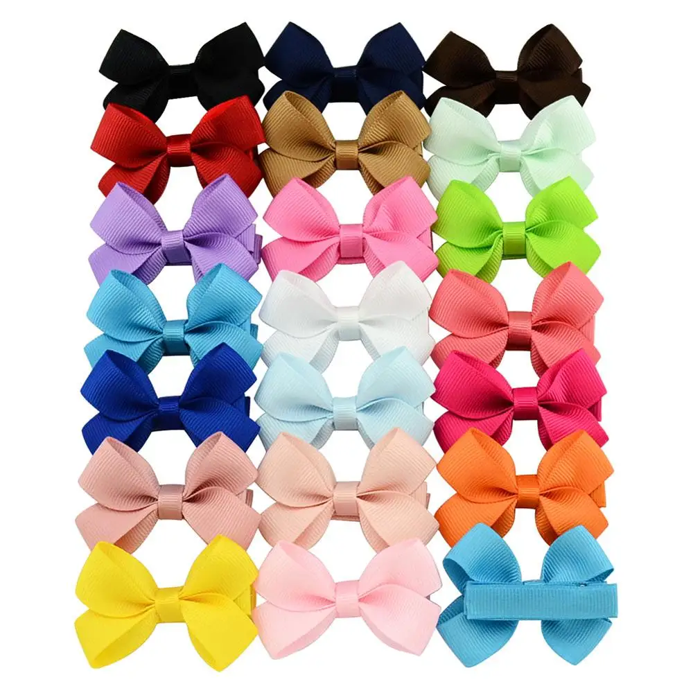 

20pcs/lot 2.4 Inch Colorful Hair Bows With Clip For Girls Handmade Hair Clip Hairgrips Barrettes Headwear Hair Accessories 646