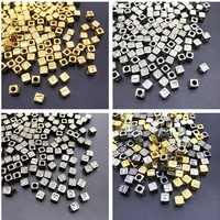100pcs 6mm goldsilverblack acrylic spacer beads letter beads square alphabet beads for jewelry making diy handmade accessories