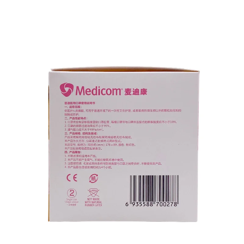 Medicom 2016 м розовый наушник премиум класса SafeMask 50 шт. Level1 комфортная расслабляющая