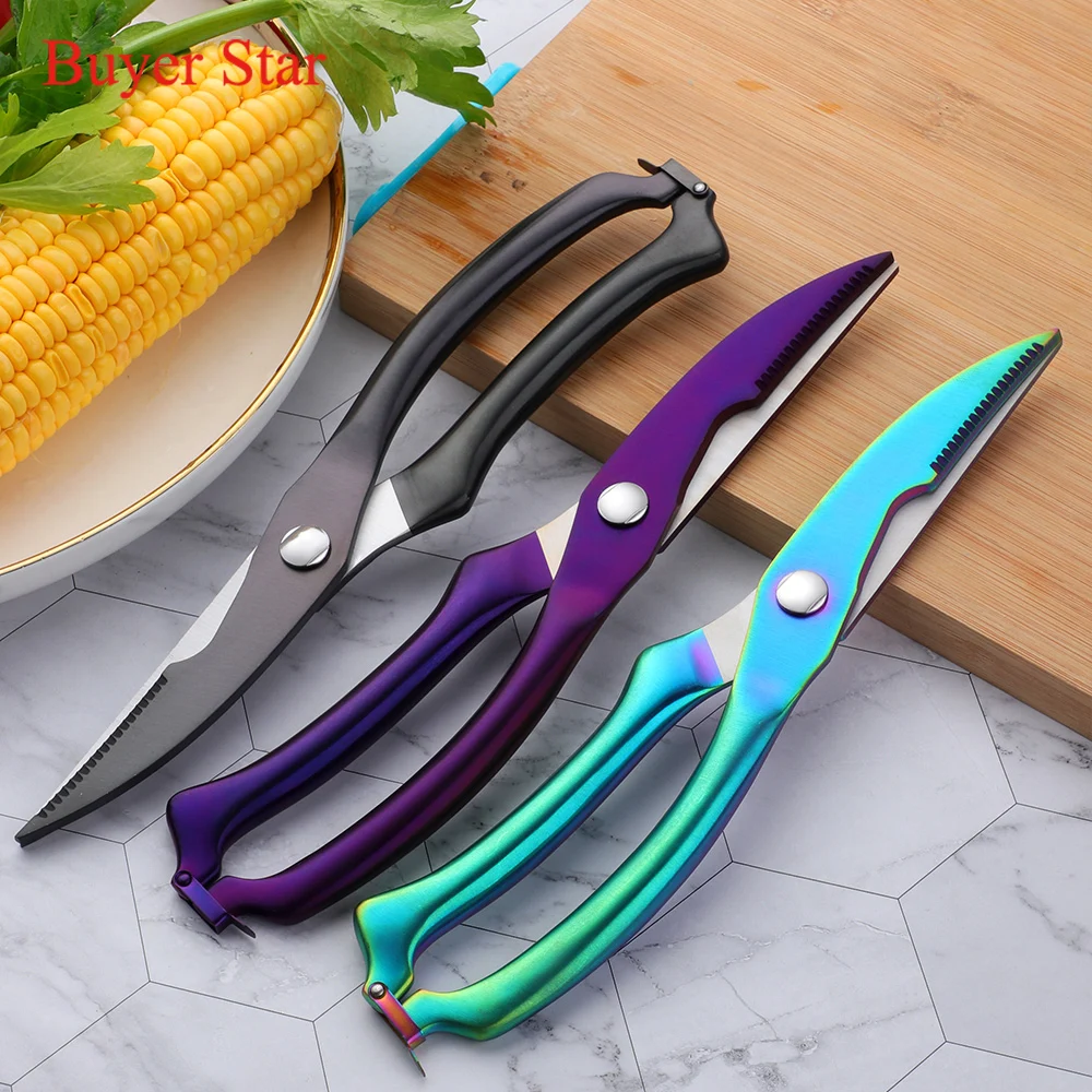 9 8 stainless steel kitchen scissor shear fish duck cutter kitchen gadget knife chicken poultry fish meat vegetables bbq tools free global shipping