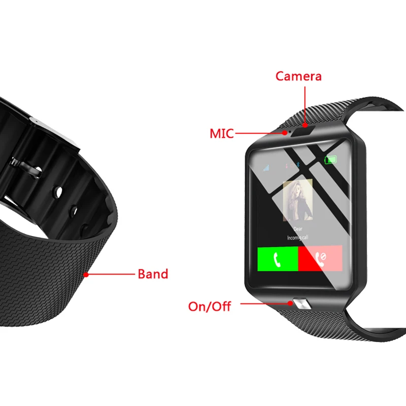 AIQIU DZ09 Смарт часы Цифровые мужские часы для Apple iPhone samsung Android мобильный телефон Bluetooth SIM TF карта камера