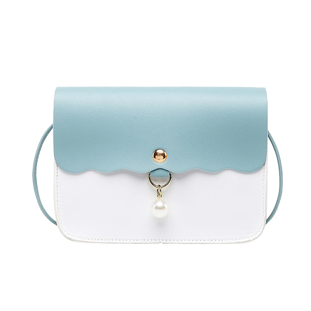 

Small Stylish Leather Shoulder Bag Cross-body Casual Style Satchel with Pearl for Women and Girls Yellow/Green/Blue/Black/Pink
