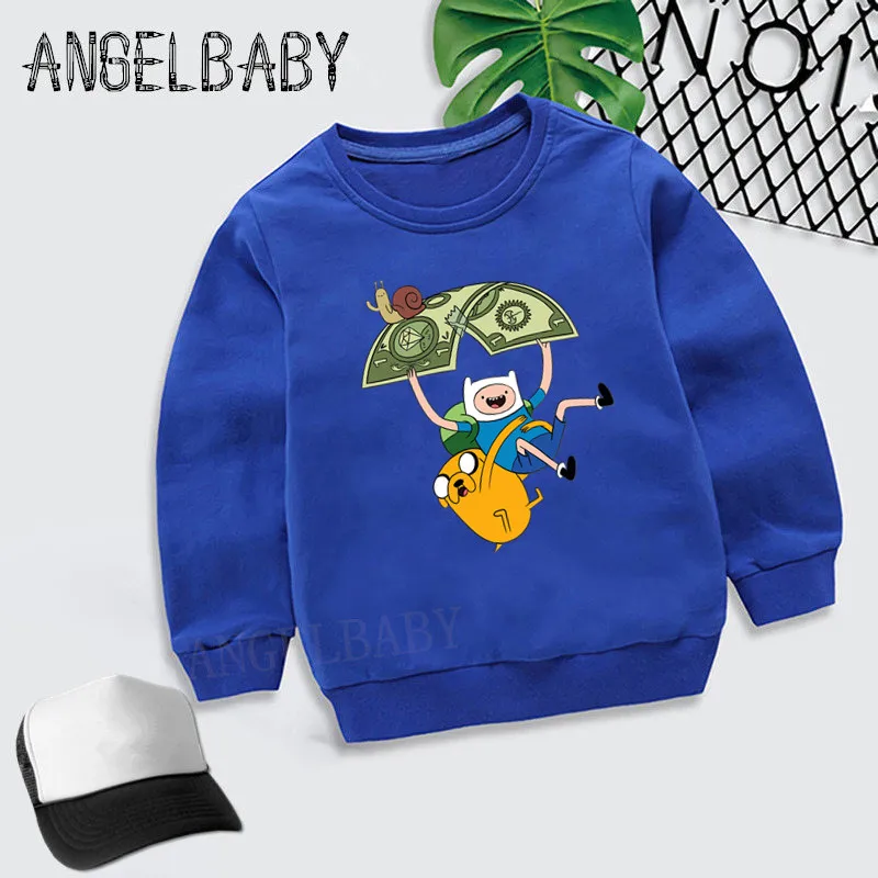 Детские Adventure Time Finn and Jake дизайн худи для мальчиков и девочек Толстовка детские