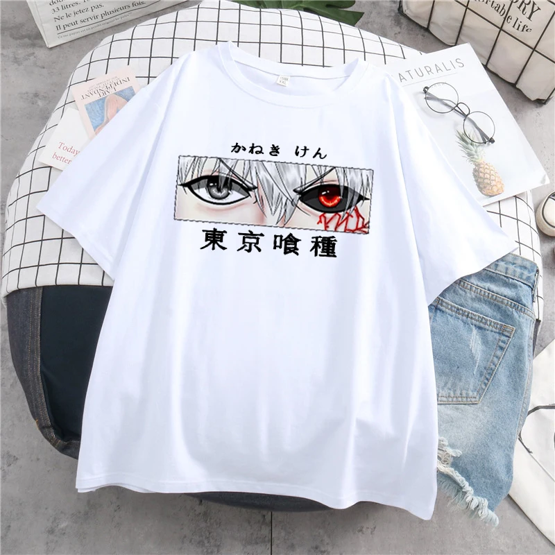 

Summer Women T-shirts Hot Japanese Anime Tokyo Ghoul Top Female TShirt Kawaii Cartoon Kaneki Ken Graphic Top Tees Clothes
