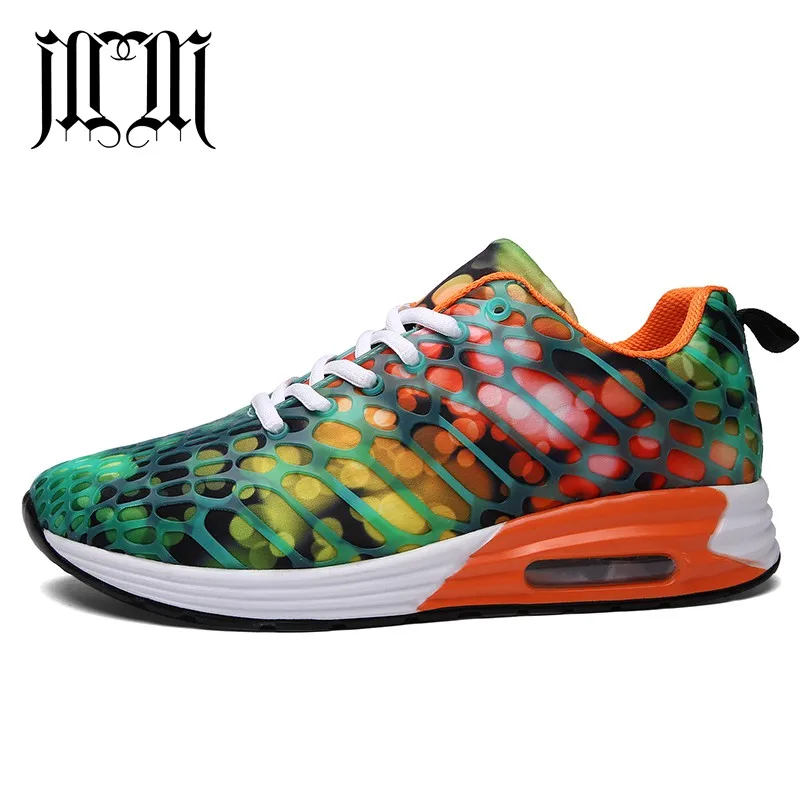 orange green MumuEli/разноцветные фиолетовые, розовые, зеленые, синие повседневные мужские и женские кроссовки на воздушной подушке, модные кроссовки, дизайнерские кроссовки K58 - Цвет: orange green