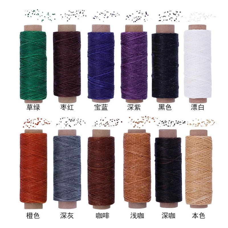 

50m/Roll 150D Flat Wax Line Sewing Thread DIY Cotton Handmade Leather Sewing Wax Thread Material Leather Handicraft Tool