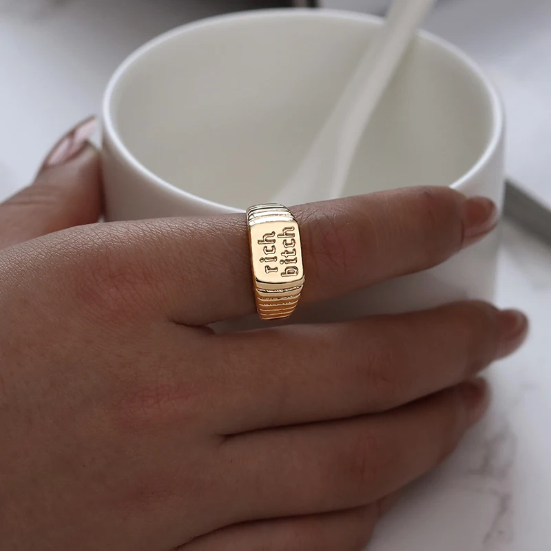 

Bright Cold Plate Statement Words Rings For Women 2022 Cool Manifesto Unique Knuckle Ring Creative Harejuku Jewelry