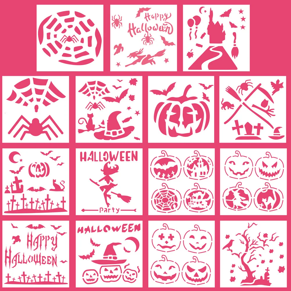 13*13 Хэллоуин пластиковые слойные трафареты для сделай сам