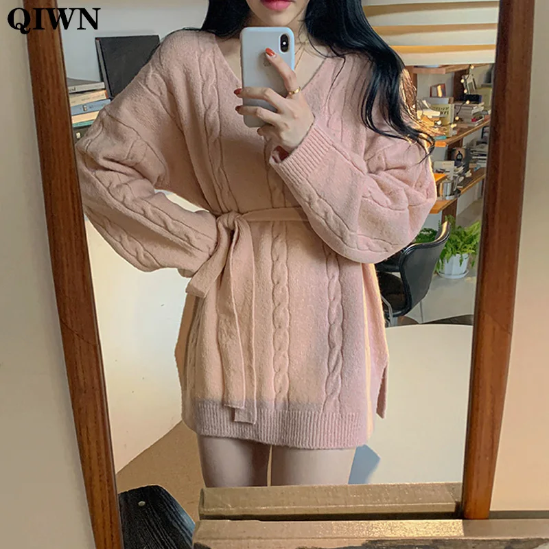 

One-Piece Knitted Sweater Dress Women Vintage 2020 New Autumn High Elastic Twist Mini Dress Woman Korean Cashmere Pullover Dress