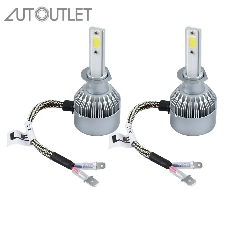 

AUTOUTLET 2 Pcs H1 72W 7600LM COB LED Car Headlight Kit 6000K Lamps Globes Bulbs White for H1 COB LED KIT