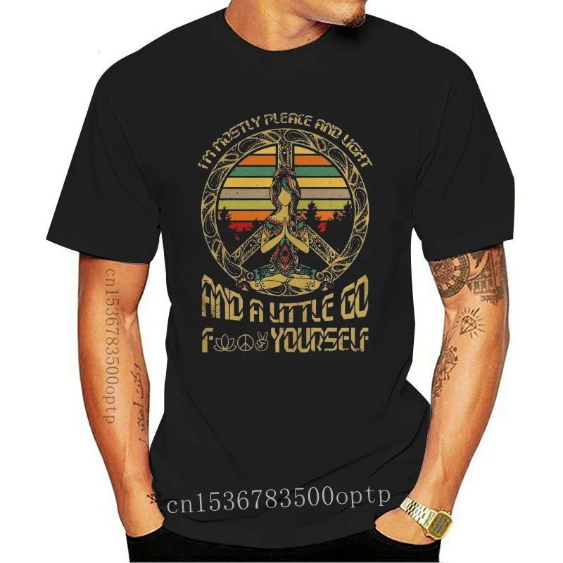 

Im Mostly Peace Love And Light Shirt Hippie Tattoo New Cotton Leisure Fashion Brand Clothing Hip Hop Brand Man Casual T-Shirt