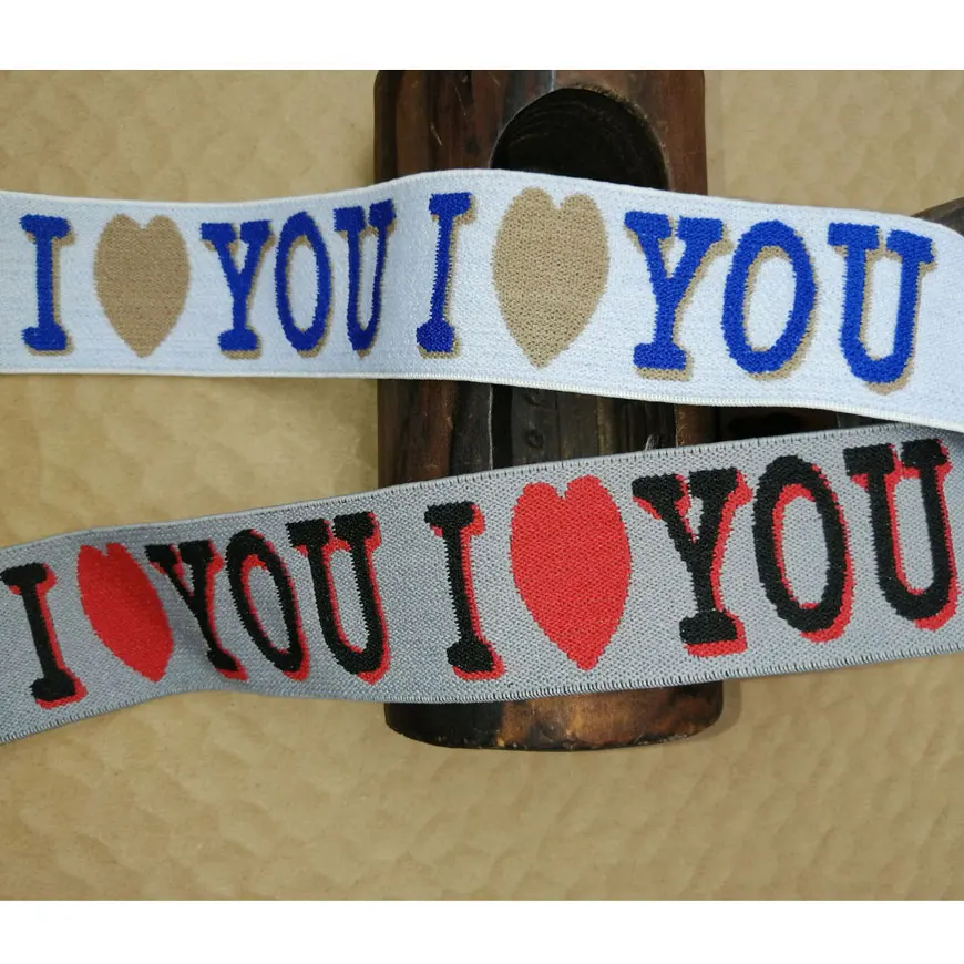 

I LOVE YOU Letter Heart Elastic Band Printing Letter Patterns Stretch Elastic Bands DIY Decor Belt Clothes Garment Accessories