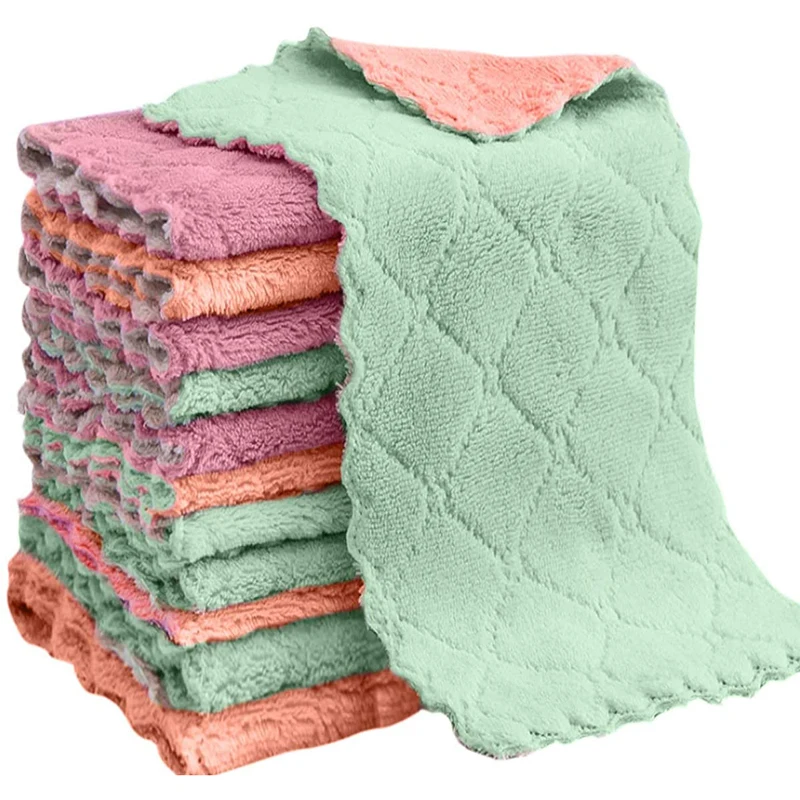 

10pcs Super Absorbent Microfiber Kitchen Dish Cloth High-efficiency Tableware Household Cleaning Towel Kitchen Tools Gadgets