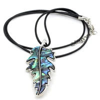 1pcs fashion women necklaces new leaf shaped charms natural abalone shell alloy brooch necklaces for romantic love jewelry gifts