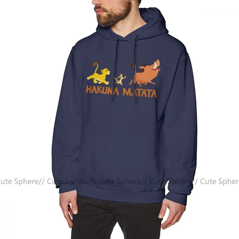 Hakuna Matata худи Hakuna Matata толстовки длинный красный пуловер зимняя Толстовка из хлопка более размера мужские популярные уличные толстовки - Цвет: Navy Blue