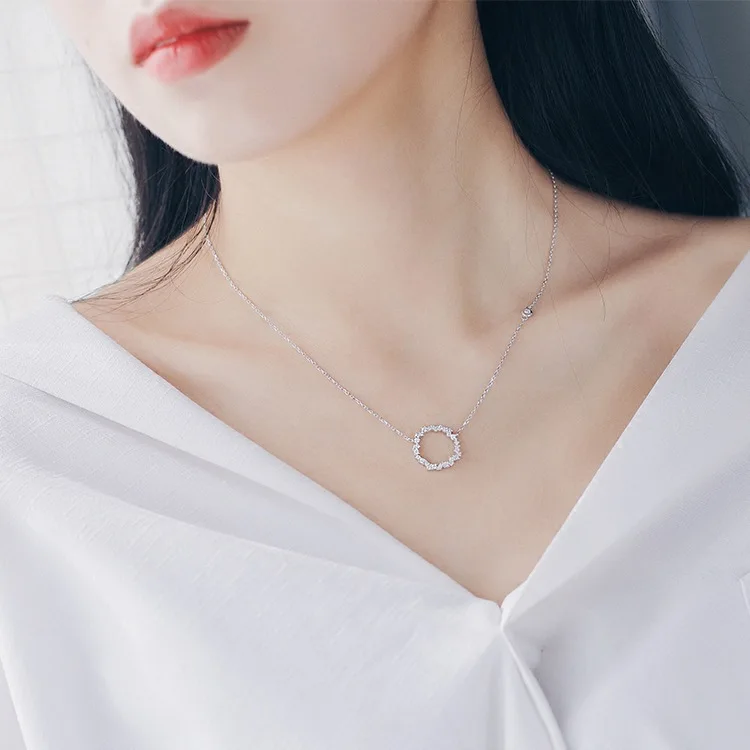 Kindey серебряный цвет ювелирные изделия кристалл круг ожерелья для женщин