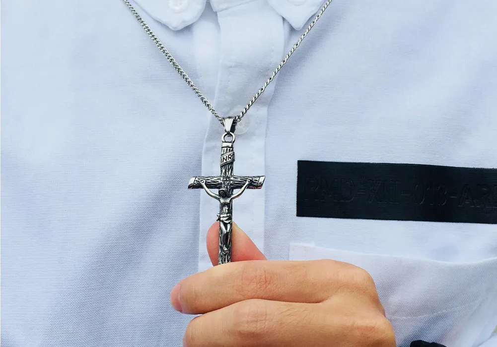 Винтажная подвеска в виде креста с Иисусом ожерелье для женщин и мужчин INRI христианская религия из нержавеющей стали