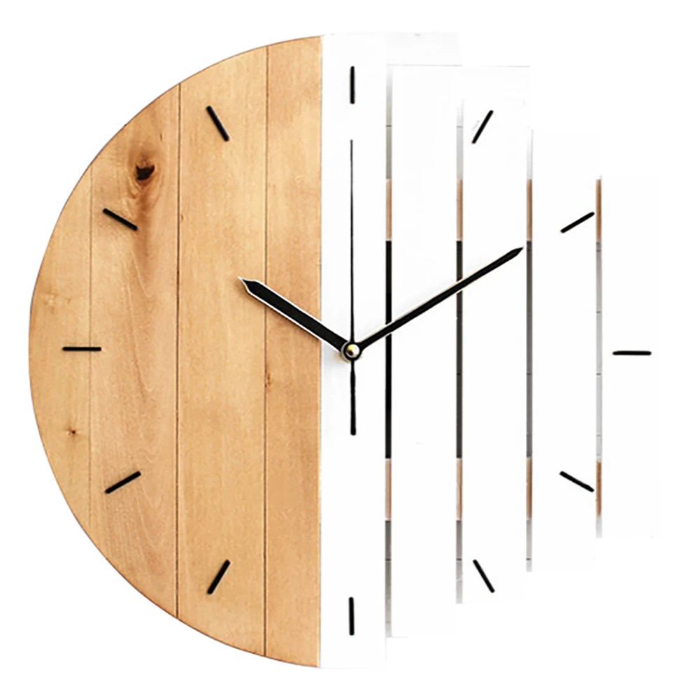 Office Home Decor Vintage Living Room Bar Pointer Hanging DIY Bedroom Color Block Wooden Wall Clock Industrial Style Practical | Дом и сад