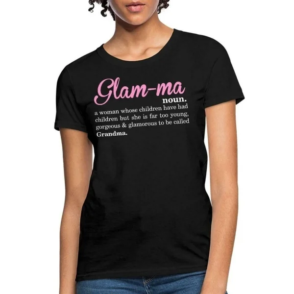 Женская футболка с забавным разрешением Glam-ma бабушка | Мужская одежда