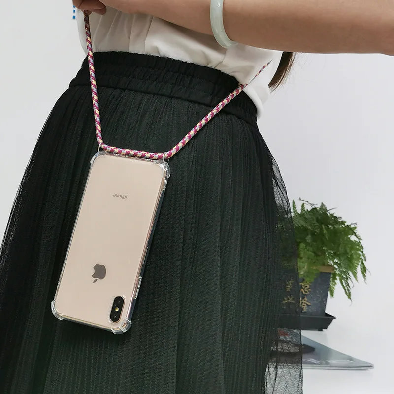 Кросс-боди Цепочки и ожерелья чехол для samsung Galaxy A80 A6 A8 S10 j4 J6 плюс A50 A10 A20 E A30 A40 A90 A60 A70 веревка плечевой ремень крышка