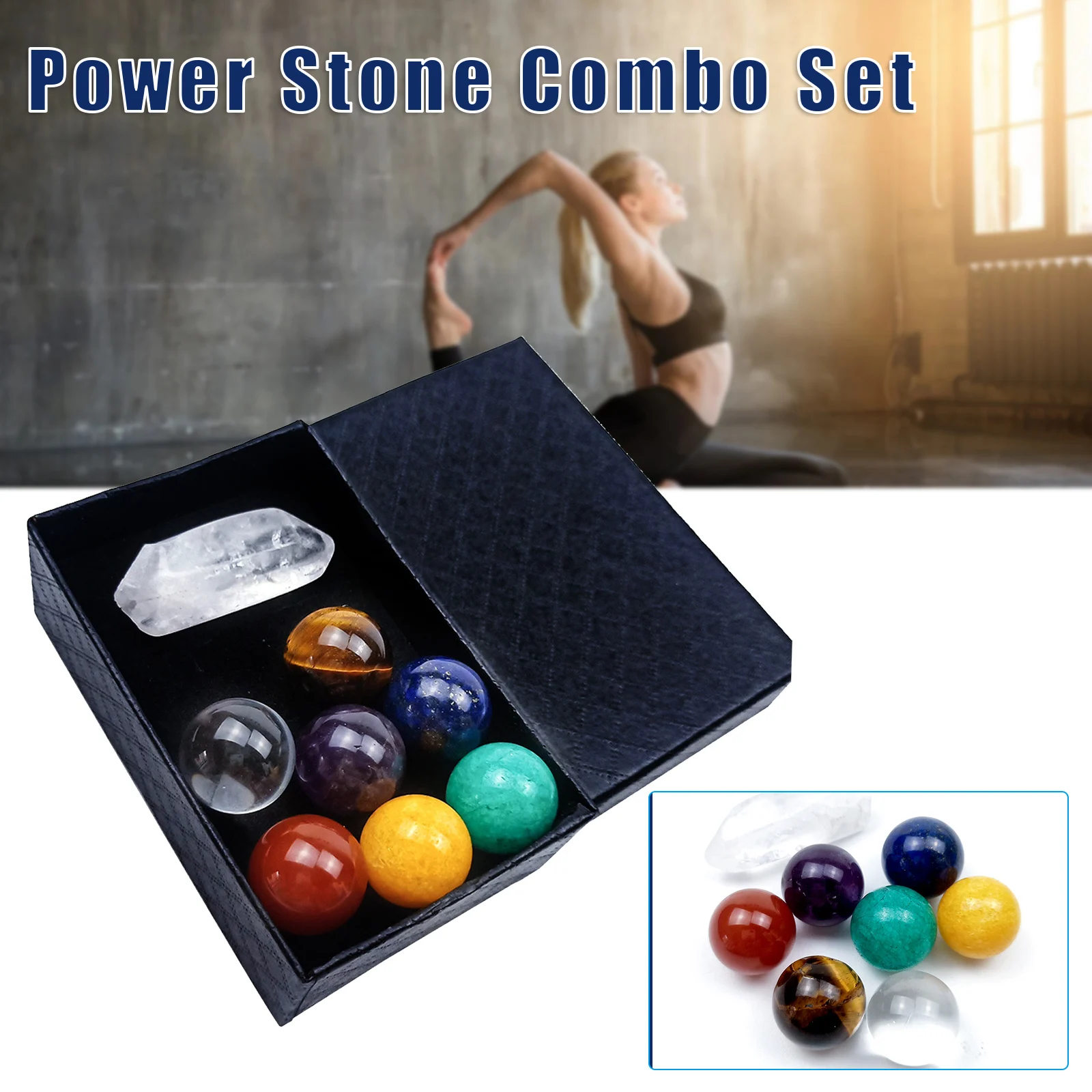 

7 Chakra Crystal Ball Sphere Set 7 Roller Chakra Gems with Crystal Points Desktop Ornament lpfk Decoration Crafts Home Decor