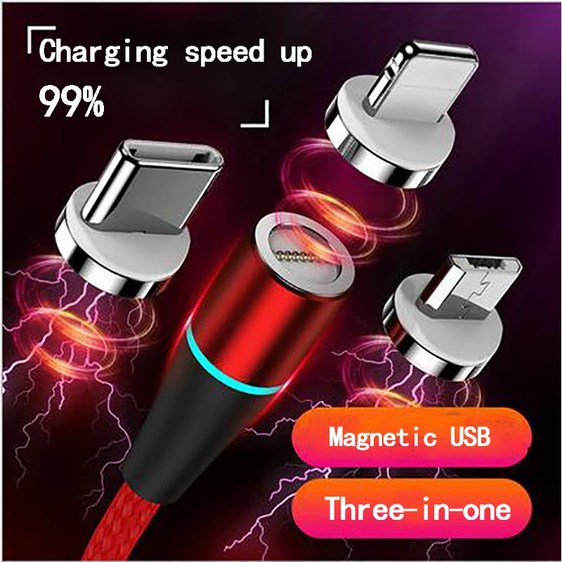 2 м Магнитный кабель Micro usb type C для iPhone xs samsung xiaomi Быстрая зарядка зарядного