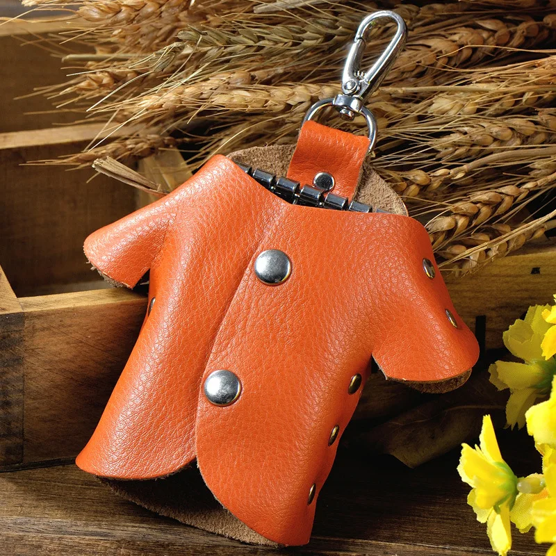

Lovely Second Layer Cow Leather Men Women 6 Postions Metal Buckle Key Holders