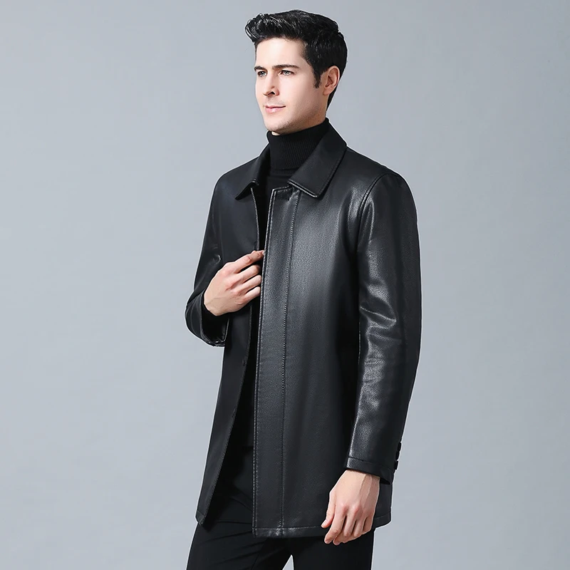 Куртка мужская из натуральной кожи модная деловая Повседневная ветровка верхняя