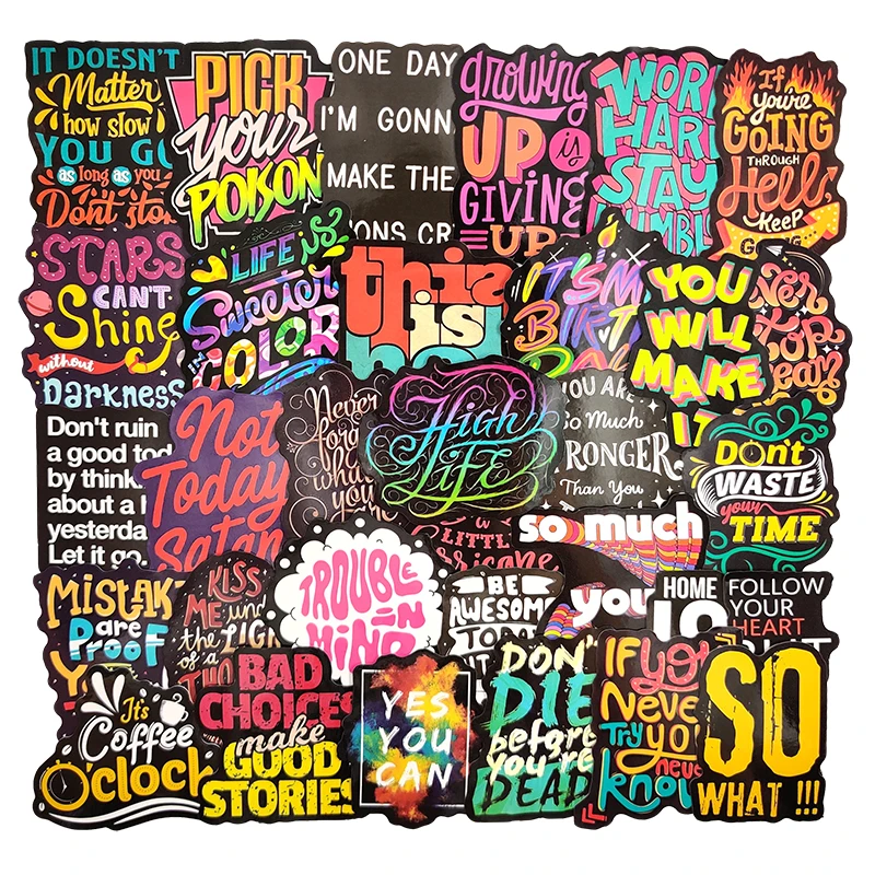 

10/30/50pcs/pack Inspirational phrases Creative Graffiti Stickers For Motorcycle Notebook Computer Children's Toys Refrigerator