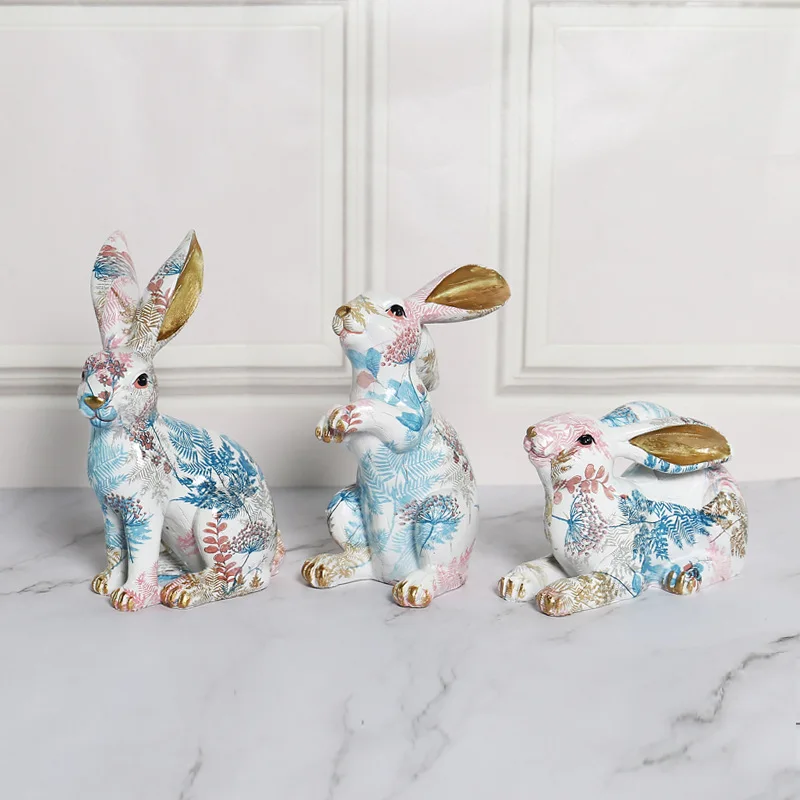 

Nordic Painted Jade Rabbit Ornaments Cute Rabbit Resin Ornaments Living Room Creative Gifts and Crafts