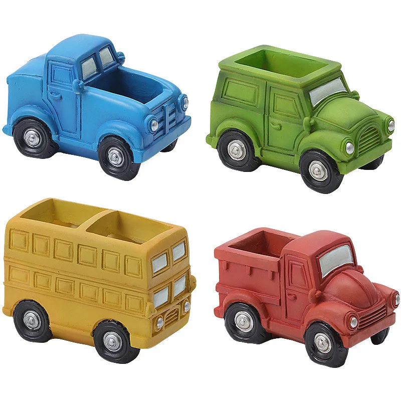 

Искусственные полимерные горшки в форме автомобиля, горшки для растений в виде кактуса, маленькое растение, украшение для стола в помещении...