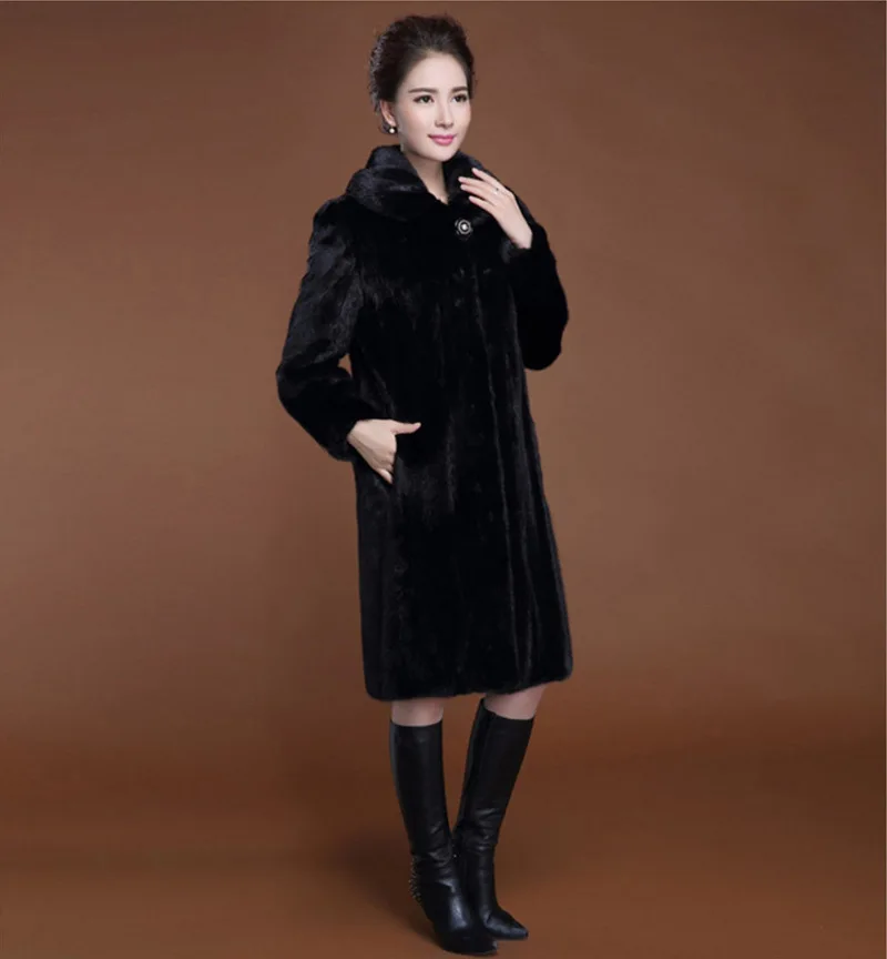 Autumn and winter new fur coat mink coat female whole mink mink long imitated whole mink velvet plus fertilizer