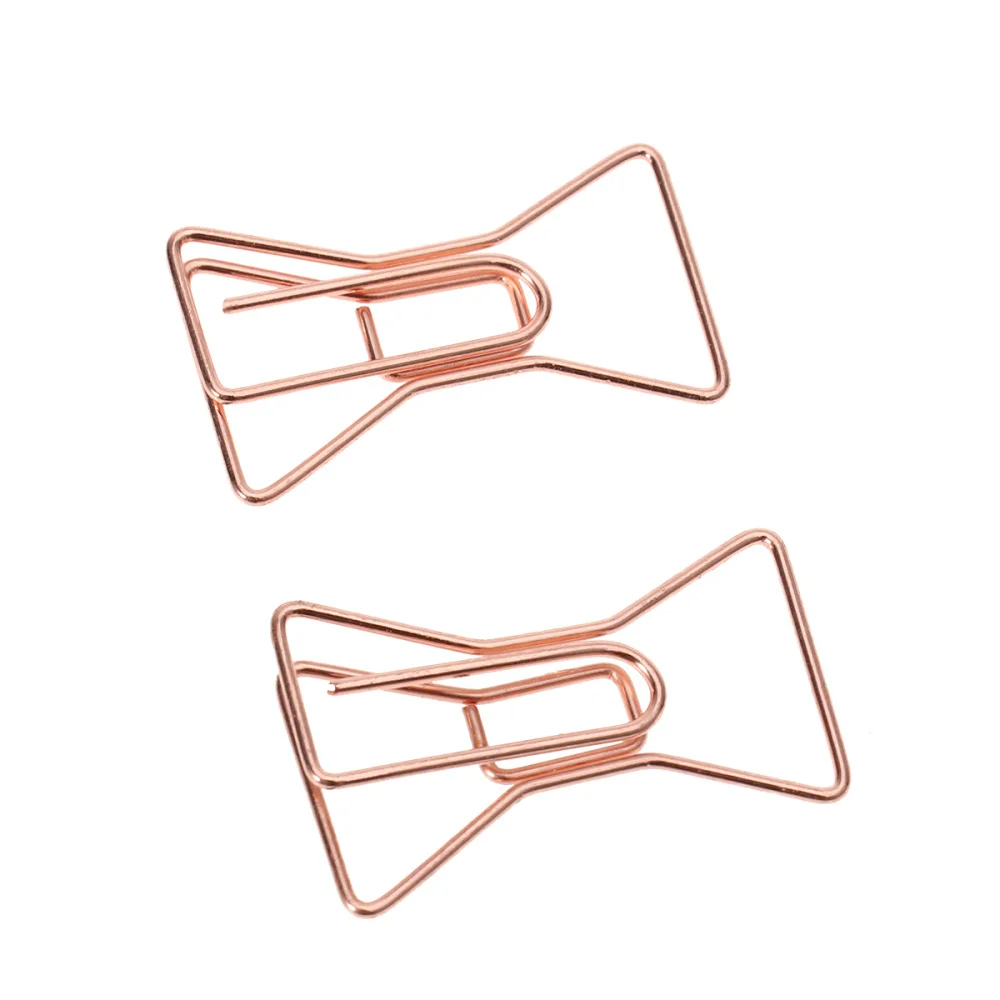 

8pcs Rose Gold Metal Paper Clips Creative Fashion Hanger Diamond Bow Shaped Paperclip Plating Note Photo Sign Clips Cli